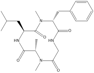 シクロ(L-Leu-N-メチル-D-Phe-Gly-N-メチル-L-Ala-) 化学構造式