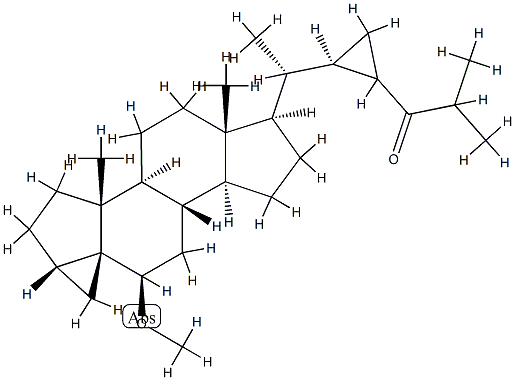 6β-メトキシ-3β,5α-シクロ-28,33-ジノルゴルゴスタ-24-オン 化学構造式