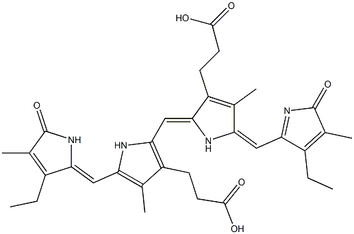 1,19-Dioxo-2,7,13,18-tetramethyl-3,17-diethyl-1,19,22,24-tetrahydro-21H-biline-8,12-dipropionic acid Struktur