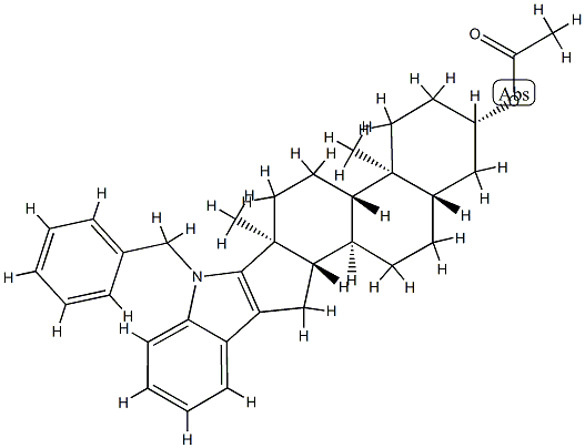 3β-アセチルオキシ-1'-フェニルメチル-1'H-5α-アンドロスタ-16-エノ[17,16-b]インドール 化学構造式