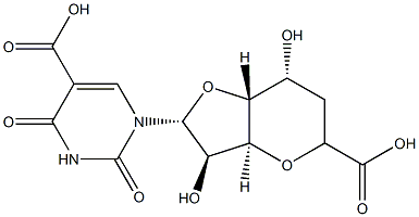 3,7-Anhydro-1-[5-carboxy-3,4-dihydro-2,4-dioxopyrimidin-1(2H)-yl]-1,6-dideoxy-D-glycero-β-D-allo-octofuranuronic acid Struktur