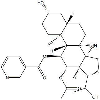 12β-Acetyloxy-11α-(3-pyridylcarbonyloxy)-5α-pregnane-3β,14β,20-triol Structure
