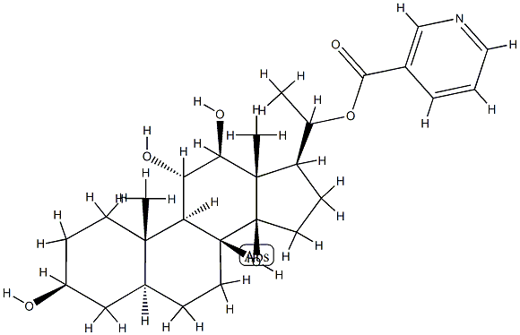 20-(3-Pyridylcarbonyloxy)-5α-pregnane-3β,11α,12β,14β-tetrol Structure
