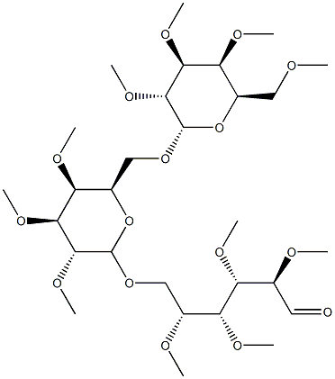 6-O-[6-O-(2-O,3-O,4-O,6-O-Tetramethyl-α-D-galactopyranosyl)-2-O,3-O,4-O-trimethyl-α-D-galactopyranosyl]-2-O,3-O,4-O,5-O-tetramethyl-D-glucose 结构式