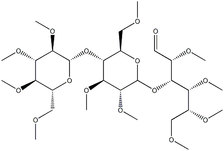 3-O-[4-O-(2-O,3-O,4-O,6-O-テトラメチル-β-D-グルコピラノシル)-2-O,3-O,6-O-トリメチル-β-D-グルコピラノシル]-2-O,4-O,5-O,6-O-テトラメチル-D-グルコース 化学構造式