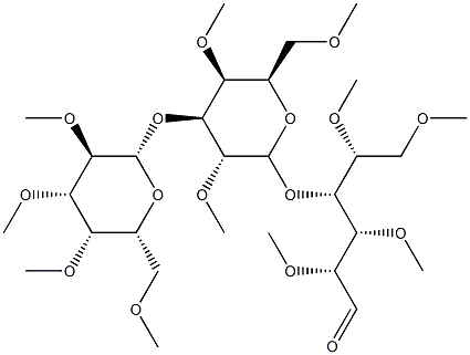 4-O-[3-O-(2-O,3-O,4-O,6-O-Tetramethyl-β-D-galactopyranosyl)-2-O,4-O,6-O-trimethyl-β-D-galactopyranosyl]-2-O,3-O,5-O,6-O-tetramethyl-D-glucose Structure