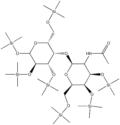 4-O-[2-(Acetylamino)-3-O,4-O,6-O-tris(trimethylsilyl)-2-deoxy-β-D-galactopyranosyl]-1-O,2-O,3-O,6-O-tetrakis(trimethylsilyl)-D-galactopyranose Structure