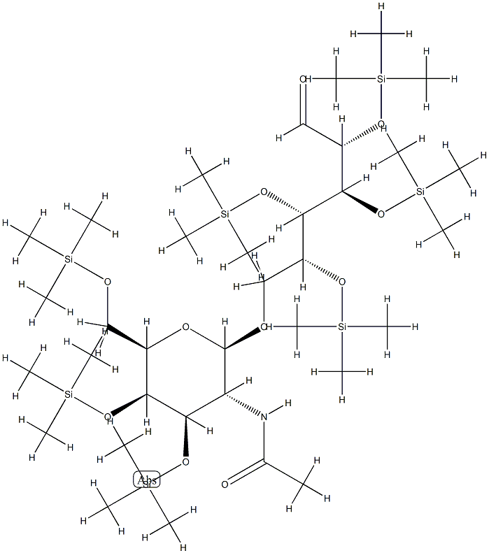6-O-[2-(アセチルアミノ)-3-O,4-O,6-O-トリス(トリメチルシリル)-2-デオキシ-β-D-ガラクトピラノシル]-2-O,3-O,4-O,5-O-テトラキス(トリメチルシリル)-D-ガラクトース 化学構造式