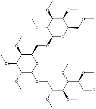 6-O-[6-O-(2-O,3-O,4-O,6-O-Tetramethyl-β-D-galactopyranosyl)-2-O,3-O,4-O-trimethyl-β-D-galactopyranosyl]-2-O,3-O,4-O,5-O-tetramethyl-D-galactose Structure