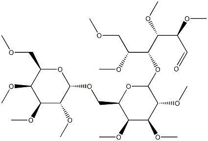 4-O-[6-O-(2-O,3-O,4-O,6-O-Tetramethyl-β-D-galactopyranosyl)-2-O,3-O,4-O-trimethyl-β-D-galactopyranosyl]-2-O,3-O,5-O,6-O-tetramethyl-D-glucose Struktur