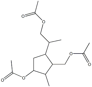 4-(アセチルオキシ)-2-[(アセチルオキシ)メチル]-β,3-ジメチル-1-シクロペンタンエタノールアセタート 化学構造式