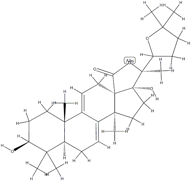3β,17,20-Trihydroxy-22,25-epoxylanosta-7,9(11)-dien-18-oic acid γ-lactone Struktur
