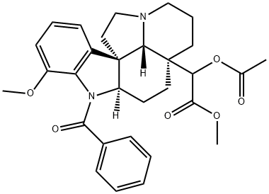 20-(Acetyloxy)-1-benzoyl-17-methoxyaspidospermidin-21-oic acid methyl ester Struktur
