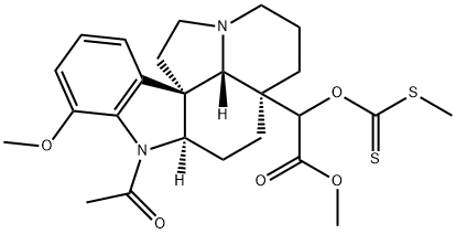 1-Acetyl-17-methoxy-20-[(methylthio)thioxomethoxy]aspidospermidin-21-oic acid methyl ester Struktur
