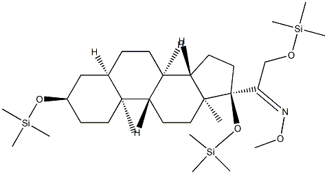 3α,17,21-Tris(trimethylsiloxy)-5β-pregnan-20-one O-methyl oxime 结构式