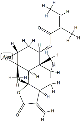 (Z)-2-Methyl-2-butenoic acid (1aR)-1aβ,2,3,3a,4,5,5aα,6,7,8aβ,8bα,8c-dodecahydro-3aβ,8cβ-dimethyl-6-methylene-7-oxooxireno[7,8]naphtho[1,2-b]furan-3α-yl ester Structure