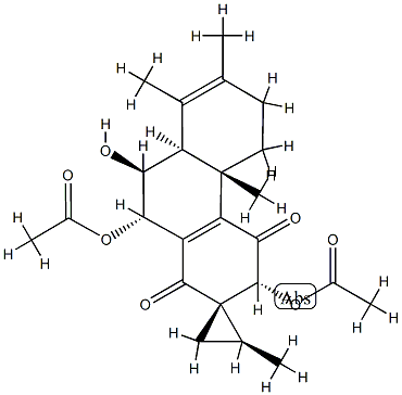 (2S,1S,3'R,4'bS,8'aS,9'S,10'S)-3',10'-Diacetoxy-4'b,5',6',8'a,9',10'-hexahydro-9'-hydroxy-2,4'b,7',8'-tetramethylspiro[cyclopropane-1,2'(1'H)-phenanthrene]-1',4'(3'H)-dione Structure