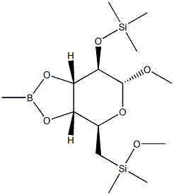 メチル2-O,6-O-ビス(トリメチルシリル)-3-O,4-O-(メチルボランジイル)-β-D-ガラクトピラノシド 化学構造式