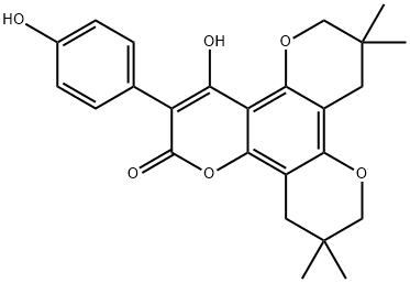 7,8,11,12-Tetrahydro-4-hydroxy-3-(4-hydroxyphenyl)-7,7,11,11-tetramethyl-2H,6H,10H-benzo[1,2-b:3,4-b':5,6-b'']tripyran-2-one Structure