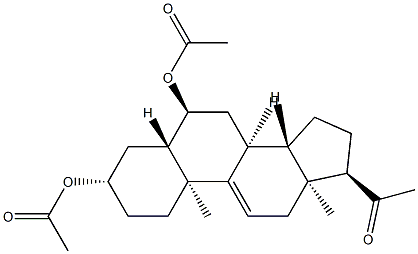 (17α)-3β,6α-ビス(アセチルオキシ)-5α-プレグナ-9(11)-エン-20-オン 化学構造式