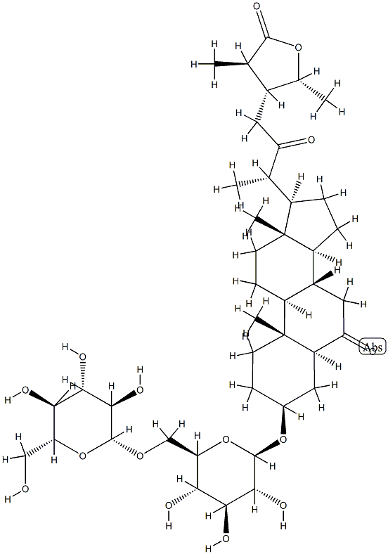 (24R,25R,28R)-3β-[(6-O-β-D-Glucopyranosyl-β-D-glucopyranosyl)oxy]-28-hydroxy-6,22-dioxo-5α-stigmastan-26-oic acid γ-lactone Structure