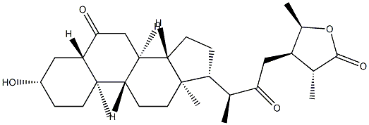 (24R,25R,28R)-3β,28-Dihydroxy-6,22-dioxo-5α-stigmastan-26-oic acid γ-lactone Structure