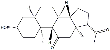 3β-ヒドロキシ-5β-プレグナン-11,20-ジオン 化学構造式