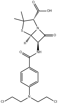 6α-[[4-[ビス(2-クロロエチル)アミノ]ベンゾイル]アミノ]ペニシラン酸 化学構造式