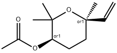 2H-Pyran-3-ol, 6-ethenyltetrahydro-2,2,6-trimethyl-, acetate, (3R,6R)- rel- Structure
