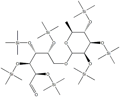 6-O-[6-Deoxy-2-O,3-O,4-O-tris(trimethylsilyl)-α-L-mannopyranosyl]-2-O,3-O,4-O,5-O-tetrakis(trimethylsilyl)-D-glucose Structure