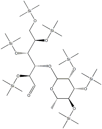 3-O-[6-デオキシ-2-O,3-O,4-O-トリス(トリメチルシリル)-α-L-マンノピラノシル]-2-O,4-O,5-O,6-O-テトラキス(トリメチルシリル)-D-グルコース 化学構造式