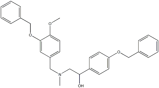 α-[[[[4-メトキシ-3-(フェニルメトキシ)フェニル]メチル]メチルアミノ]メチル]-4-(フェニルメトキシ)ベンゼンメタノール 化学構造式