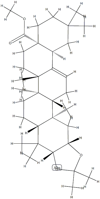 2β,3β-[(1-メチルエチリデン)ビス(オキシ)]オレアナ-12-エン-28-酸メチル 化学構造式