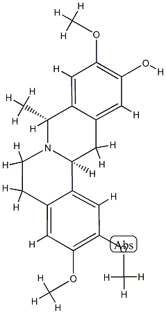 [8R,(-)]-5,8,13,13aα-テトラヒドロ-2,3,10-トリメトキシ-8α-メチル-6H-ジベンゾ[a,g]キノリジン-11-オール 化学構造式