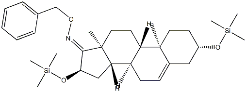 3β,16α-Bis(trimethylsiloxy)androst-5-en-17-one O-benzyl oxime Structure