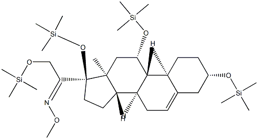 3β,11β,17,21-Tetrakis(trimethylsiloxy)pregn-5-en-20-one O-methyl oxime Structure