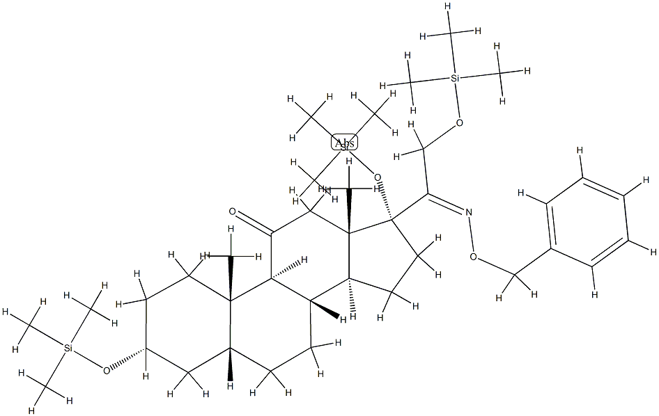 3α,17,21-トリス(トリメチルシロキシ)-20-(フェニルメトキシイミノ)-5β-プレグナン-11-オン 化学構造式