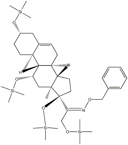 3β,11β,17,21-Tetrakis(trimethylsiloxy)pregn-5-en-20-one O-benzyl oxime Structure