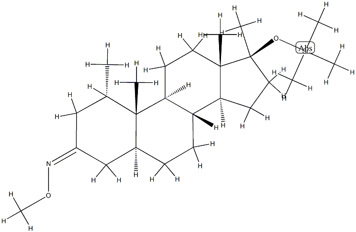 (17S)-1α,17-ジメチル-17β-(トリメチルシロキシ)-5α-アンドロスタン-3-オンO-メチルオキシム 化学構造式