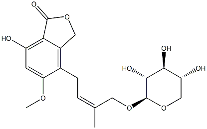 7-ヒドロキシ-5-メトキシ-4-[(Z)-3-メチル-4-(β-D-キシロピラノシルオキシ)-2-ブテニル]-1(3H)-イソベンゾフラノン 化学構造式