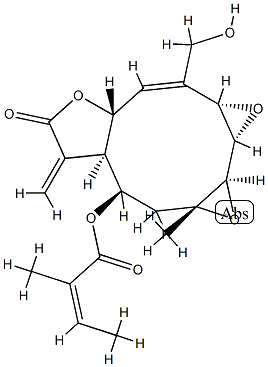 (Z)-2-Methyl-2-butenoic acid (1aR,1bS,2aS,3Z,4aR,7aR,8R,9aR)-1a,1b,2a,4a,6,7,7a,8,9,9a-decahydro-3-hydroxymethyl-9a-methyl-7-methylene-6-oxobisoxireno[5,6:7,8]cyclodeca[1,2-b]furan-8-yl ester Structure
