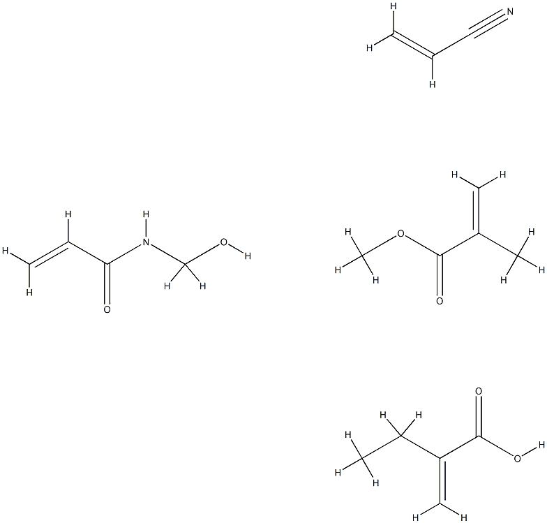 2-Propenoic acid, 2-methyl-, methyl ester, polymer with ethyl 2-propenoate, N-(hydroxymethyl)-2-propenamide and 2-propenenitrile Structure