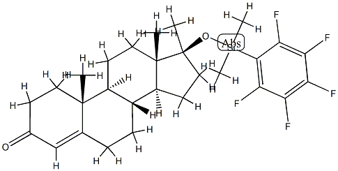 17β-[[ジメチル(ペンタフルオロフェニル)シリル]オキシ]-17-メチルアンドロスタ-4-エン-3-オン 化学構造式