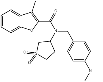 2-Benzofurancarboxamide,N-[[4-(dimethylamino)phenyl]methyl]-3-methyl-N-(tetrahydro-1,1-dioxido-3-thienyl)-(9CI) Structure