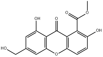 2,8-ジヒドロキシ-6-ヒドロキシメチル-9-オキソ-9H-キサンテン-1-カルボン酸メチル 化学構造式