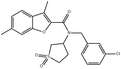 2-Benzofurancarboxamide,N-[(3-chlorophenyl)methyl]-3,6-dimethyl-N-(tetrahydro-1,1-dioxido-3-thienyl)-(9CI) Structure