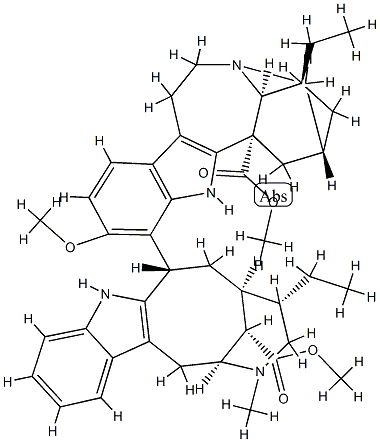 14-[(3S,20S)-19,20-Dihydro-17-methoxy-17-oxovobasan-3-yl]-13-methoxyibogamine-18-carboxylic acid methyl ester 结构式