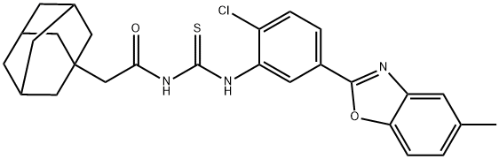 Tricyclo[3.3.1.13,7]decane-1-acetamide, N-[[[2-chloro-5-(5-methyl-2-benzoxazolyl)phenyl]amino]thioxomethyl]- (9CI) Structure