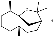 (3R)-2,2,5aβ,9β-テトラメチル-3β,9aβ-メタノデカヒドロ-1-ベンゾオキセピン 化学構造式