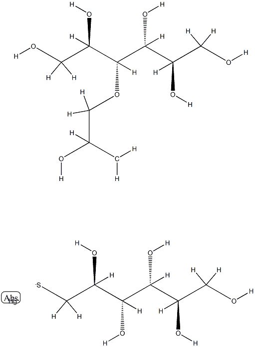 3-O-[2-Hydroxy-3-[[(1-deoxy-D-mannitol-1-yl)thio]mercurio(II)]propyl]-D-mannitol Structure